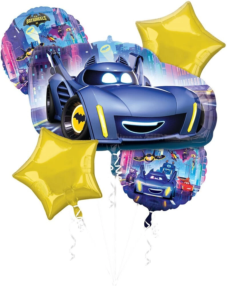 Anagram Batwheels foil balloon bouquet 5pc Bat wheels balloon bouquet - Image 1