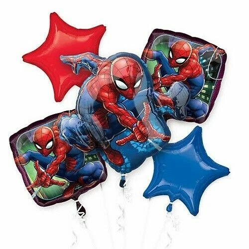 Anagram spiderman foil balloon bouquet 5ct Spiderman foil balloon bouquet - Image 1