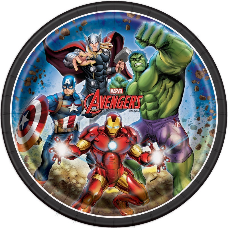 Avengers 9in round plate 8ct Avengers paper plate - Image 1