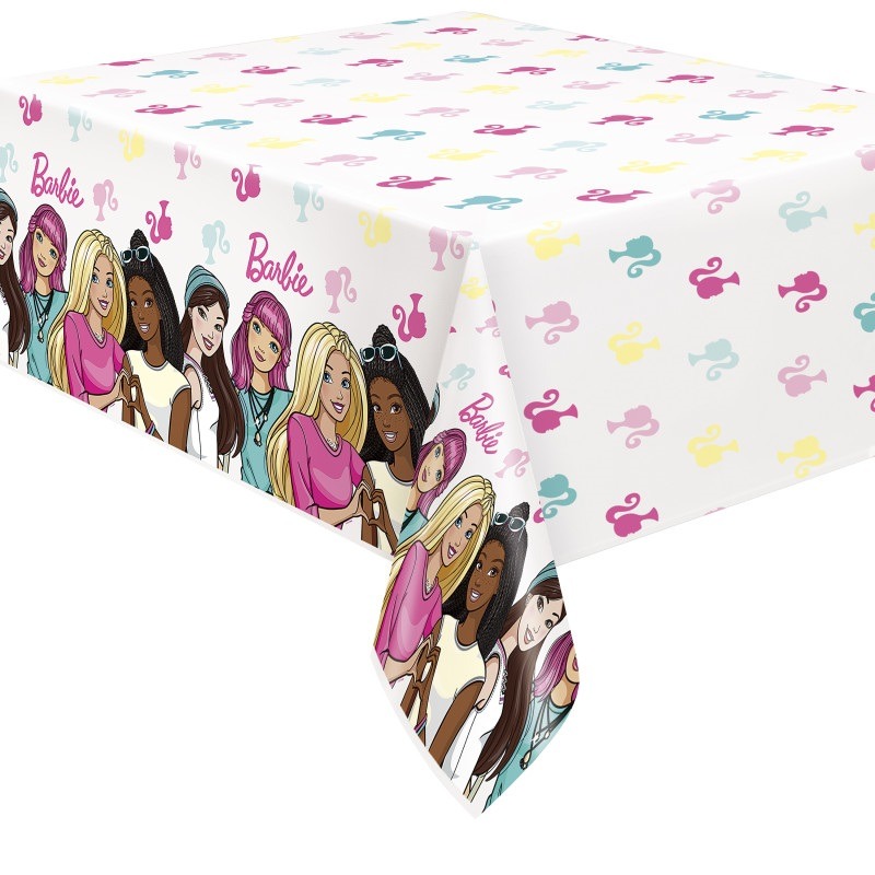 Barbie plastic table cover 54in X 84in-5.49 Barbie table cover - Image 1