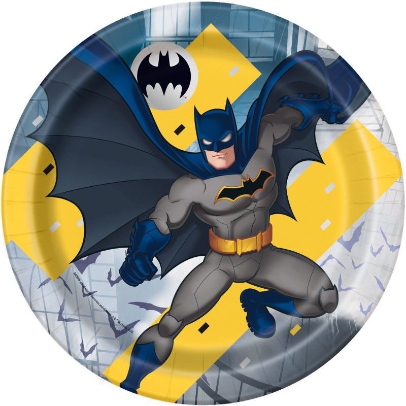 Batman round 9in plate 8ct Batman round paper plate 9" 8ct. - Image 1