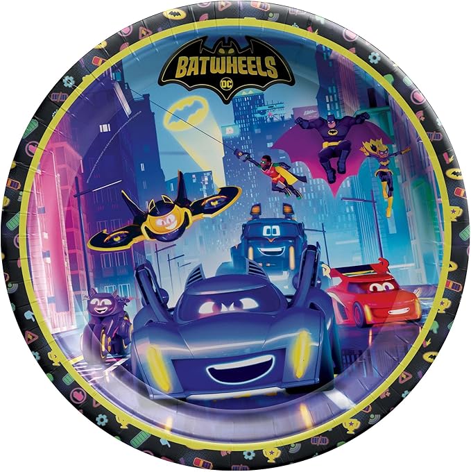 Batwheels 9in round plate 8ct Bat wheels paper plate - Image 1