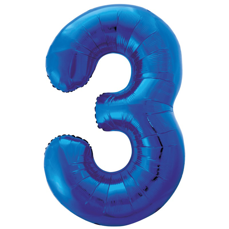 Blue number 3 foil balloon 34inch Number 3 foil balloon 34" - Image 1