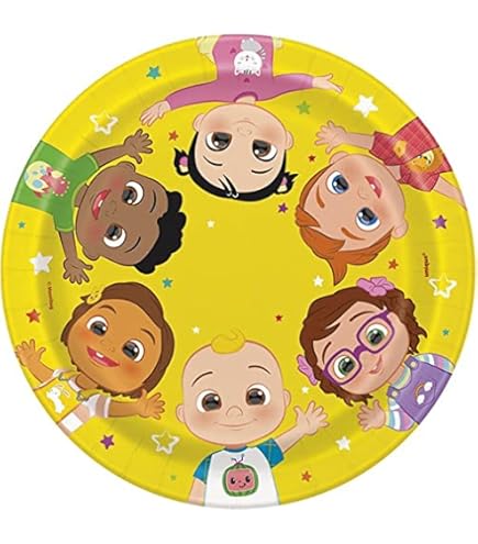 Cocomelon 6in round plate 8ct Coco melon paper plate - Image 1