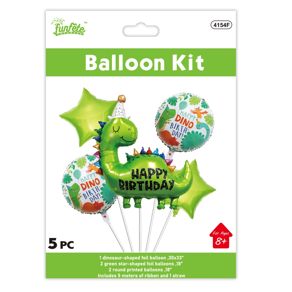 Dino balloon set 5ct. Dino foil balloon bouquet - Image 1