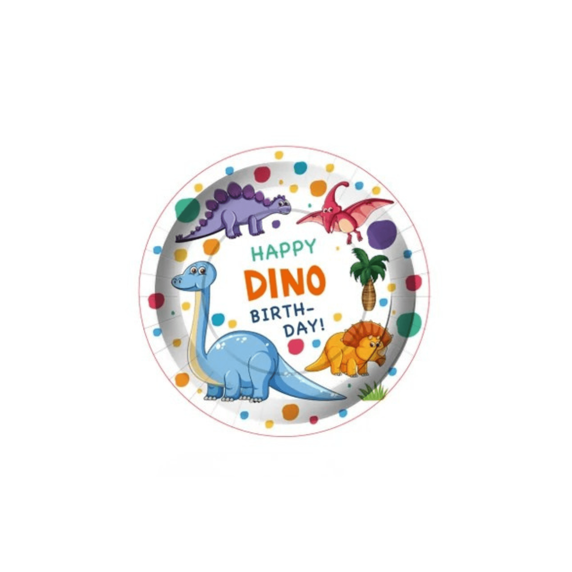 Dino theme 9in round plate 8ct Dino paper plate - Image 1