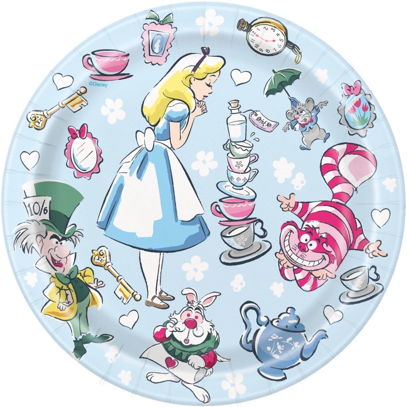 Disney alice 7in round plate 8ct-2.99 Disney alice paper plate - Image 1
