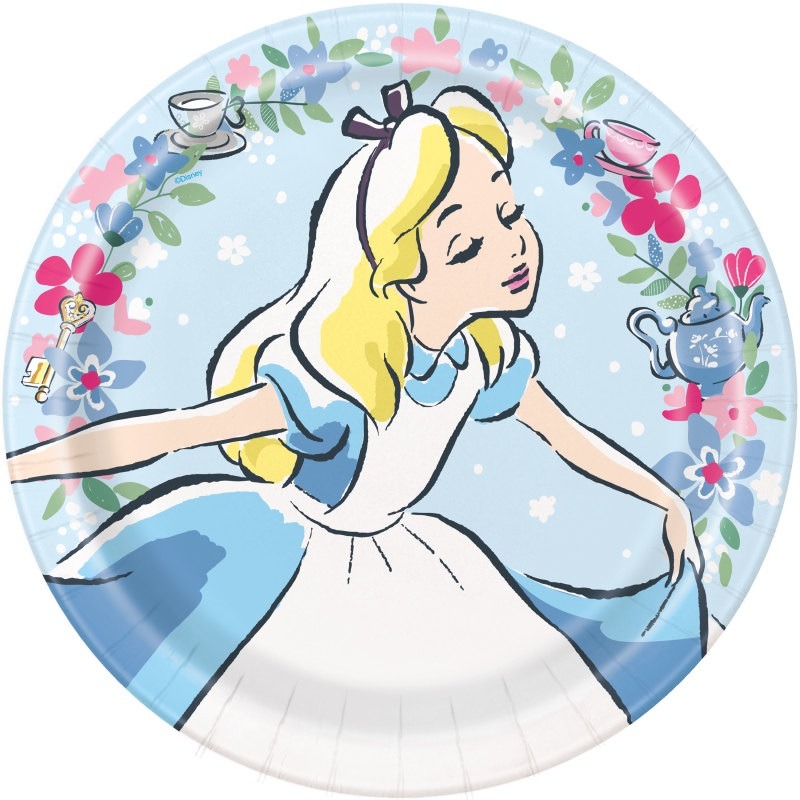 Disney alice 9in round plate 8ct-3.49 Disney alice paper plate - Image 1