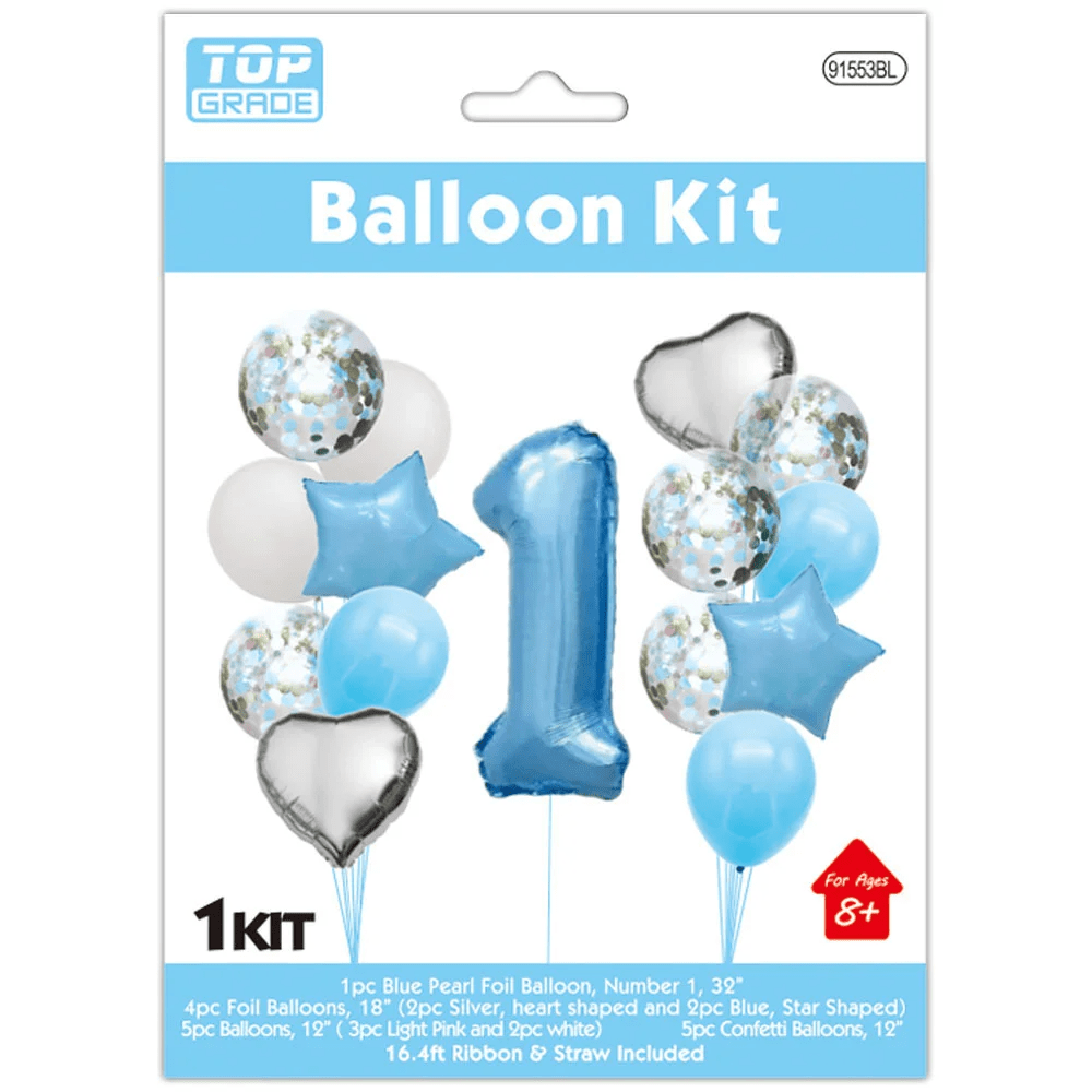 First birthday balloon bouquet 15ct. blue-$17.99 1st Birthday balloon bouquet - Image 1