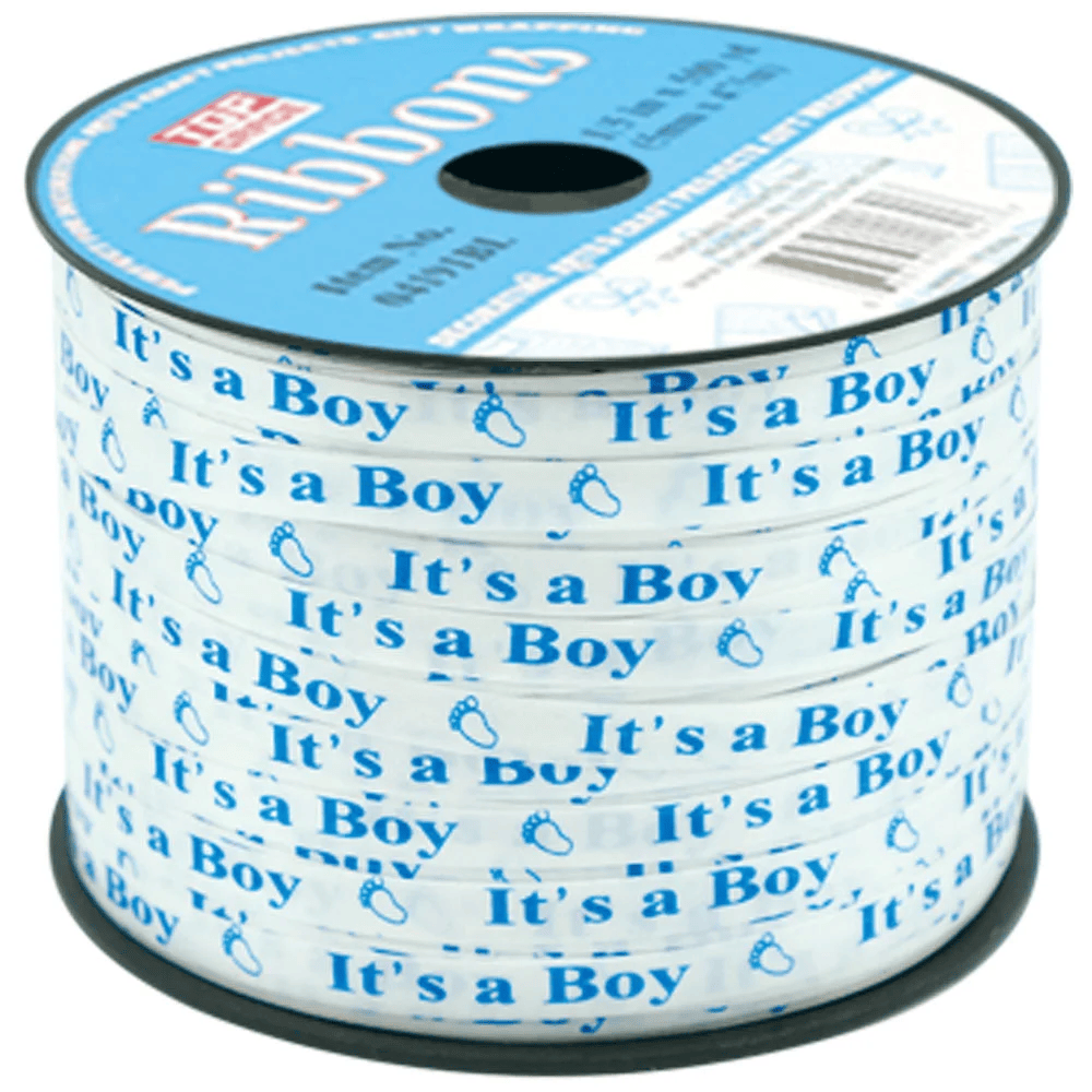 Its a boy ribbon 100yd Balloon ribbon It's a boy printed blue 100yds - Image 1