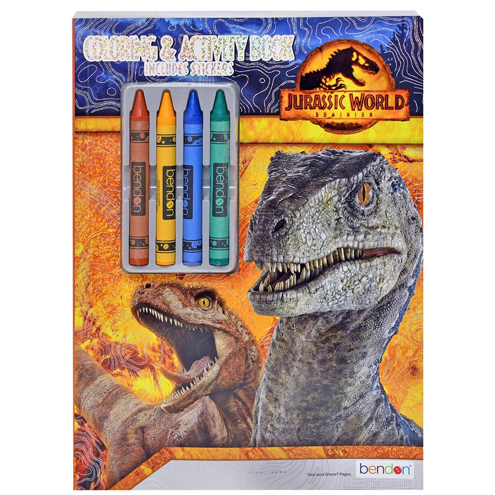 Jurassic world activity book with crayons Dino activity book - Image 1