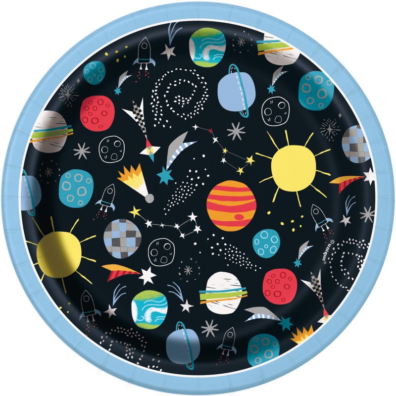 Outer space 7in round plate 8ct Outer space paper plate - Image 1