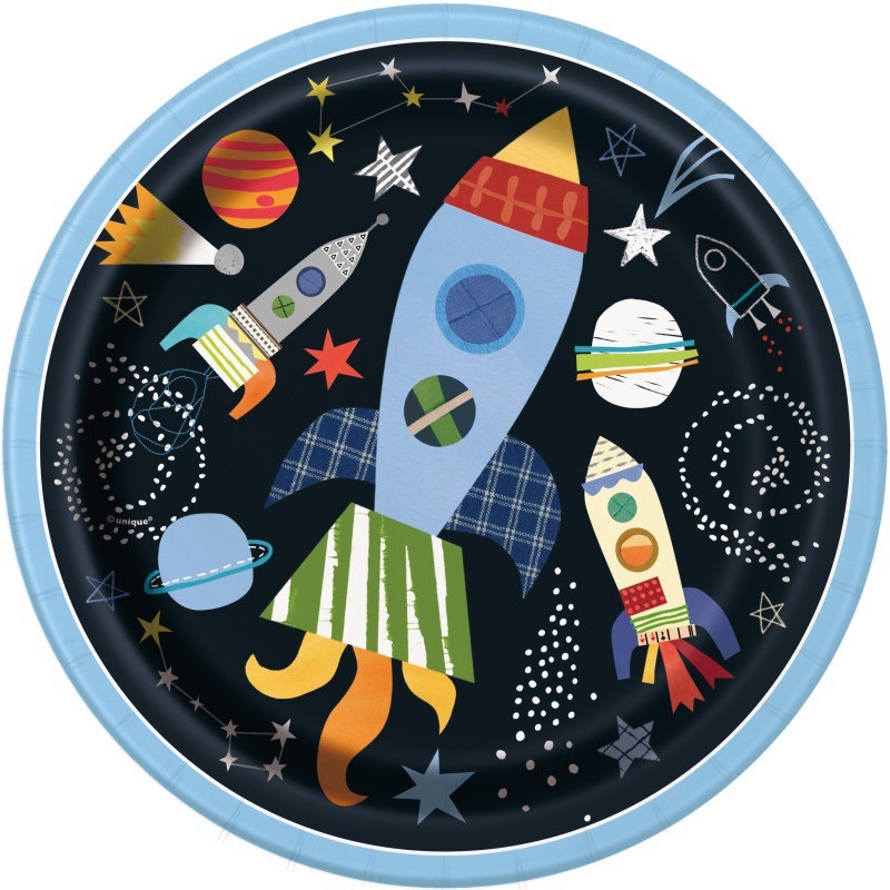 Outer space 9in round plate 8ct Outer space paper plate - Image 1