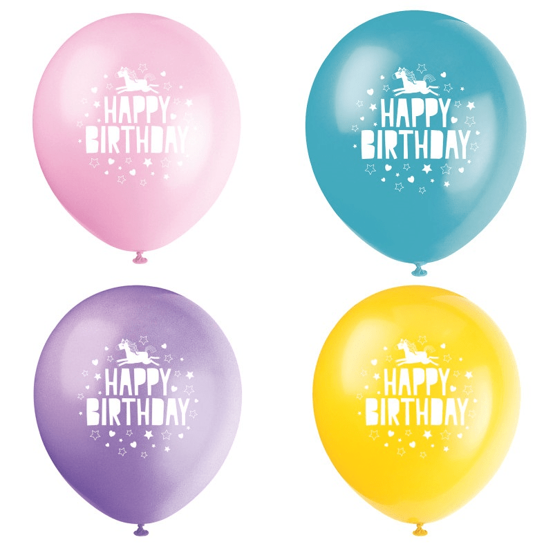 Unicorn 12 inch latex balloon 8ct.- no helium-$2.99 Latex balloon unicorn - Image 1