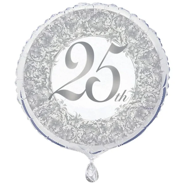 3.99 25th anniversary foil balloon 18" - Image 1