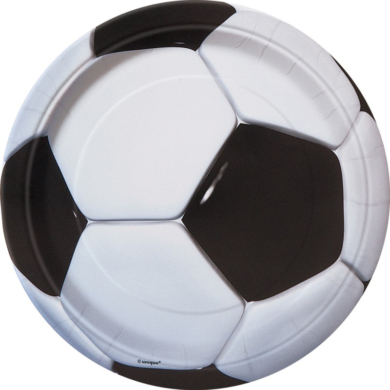 3D Soccer round 7in paper plate 8ct-3.49 Soccer theme paper plate - Image 1