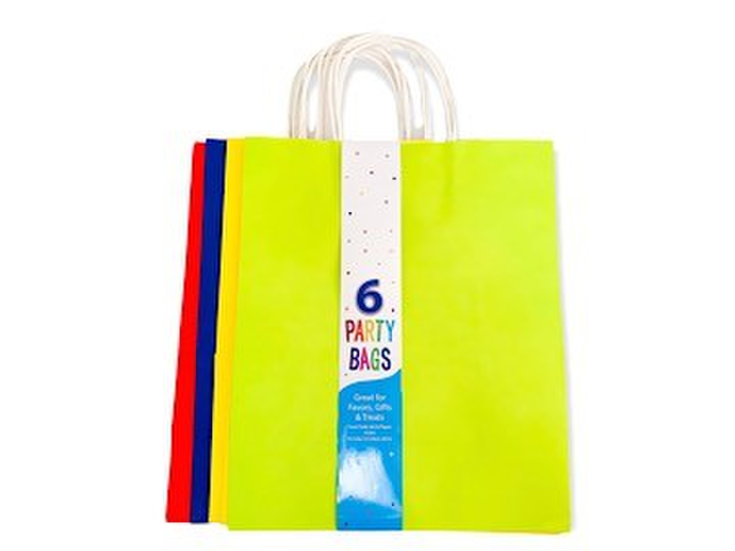 Assorted color 6ct paper gift bags 10in x 12in x 5in Gift bags assorted color 6ct. - Image 1