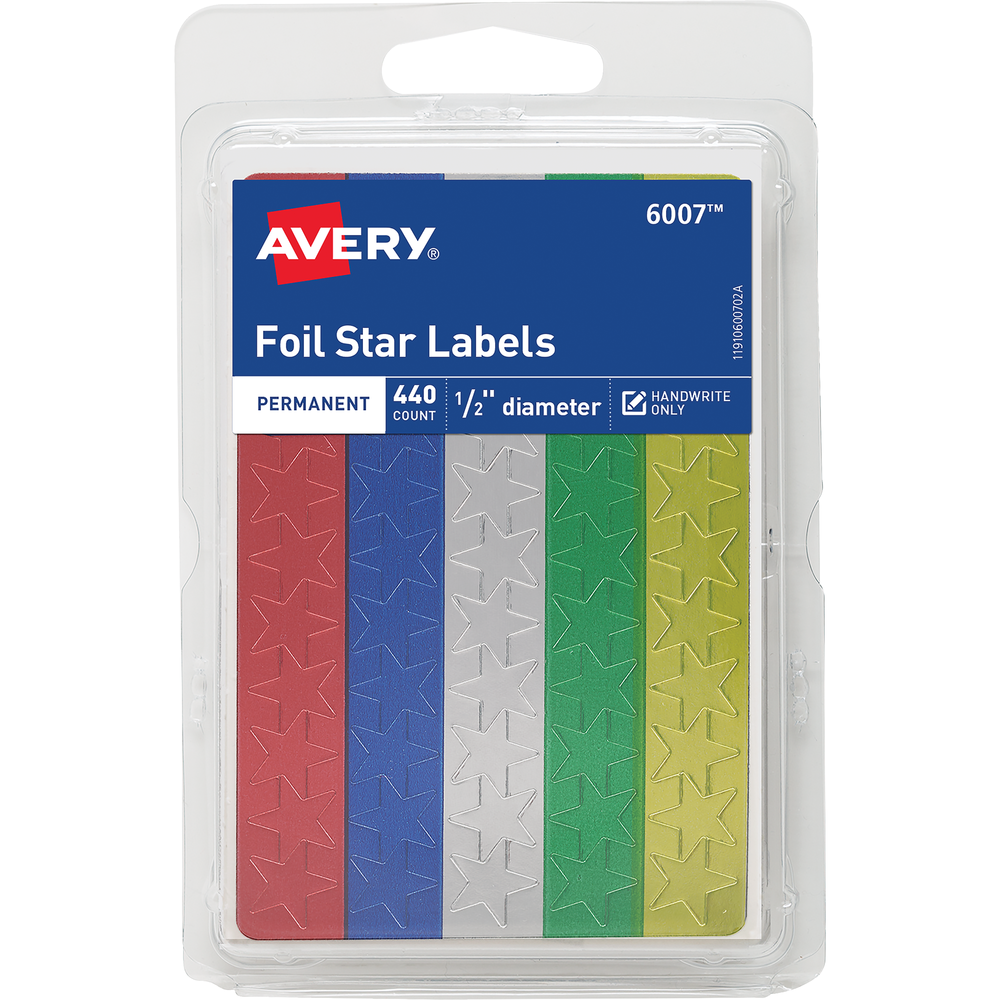 Avery foil star labels 440ct-1.99 Avery foil star labels 440ct - Image 1