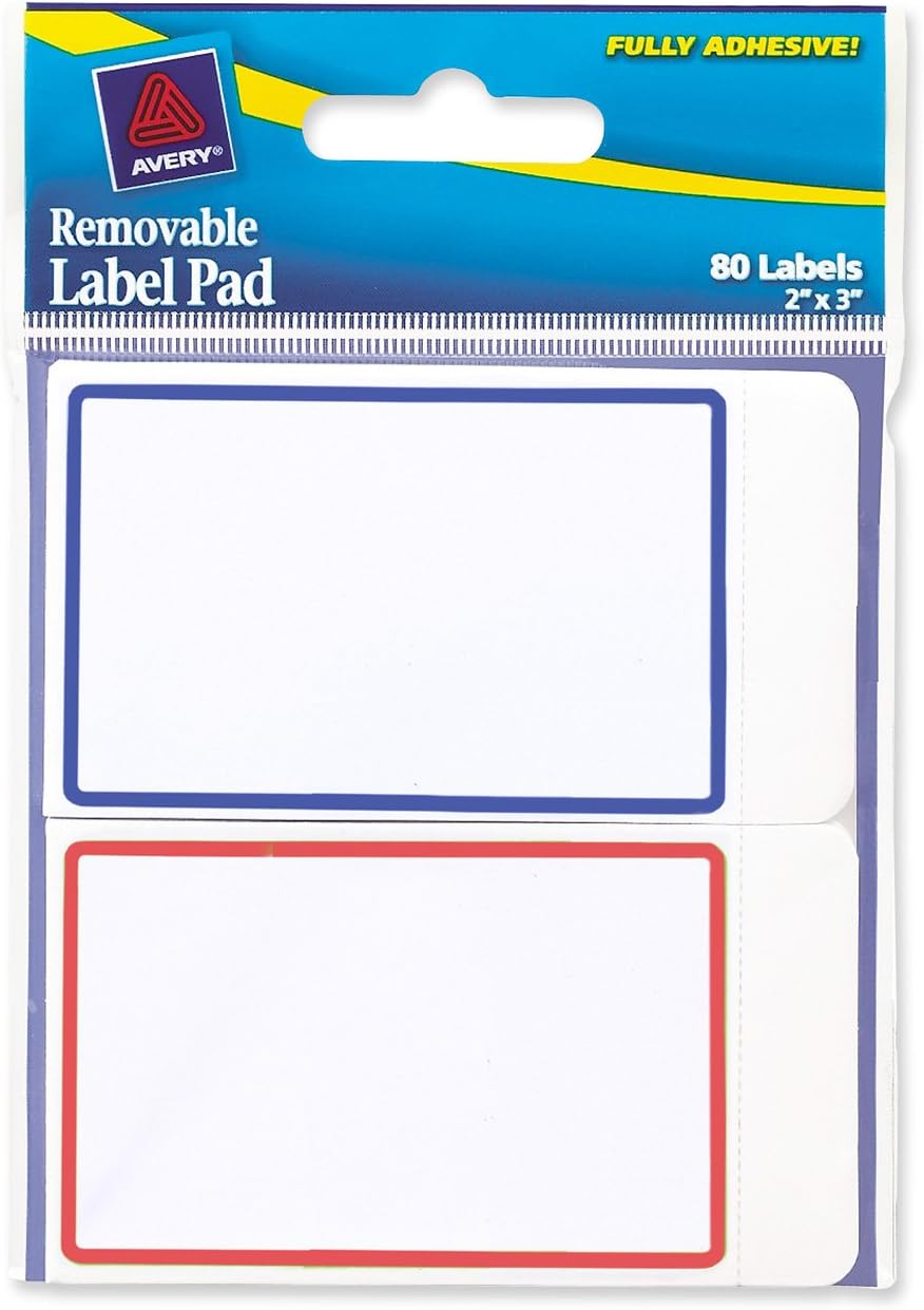 Avery removable label pad 80ct 2in x 3in-1.69 Avery removable label pad 80ct 2in x 3in - Image 1