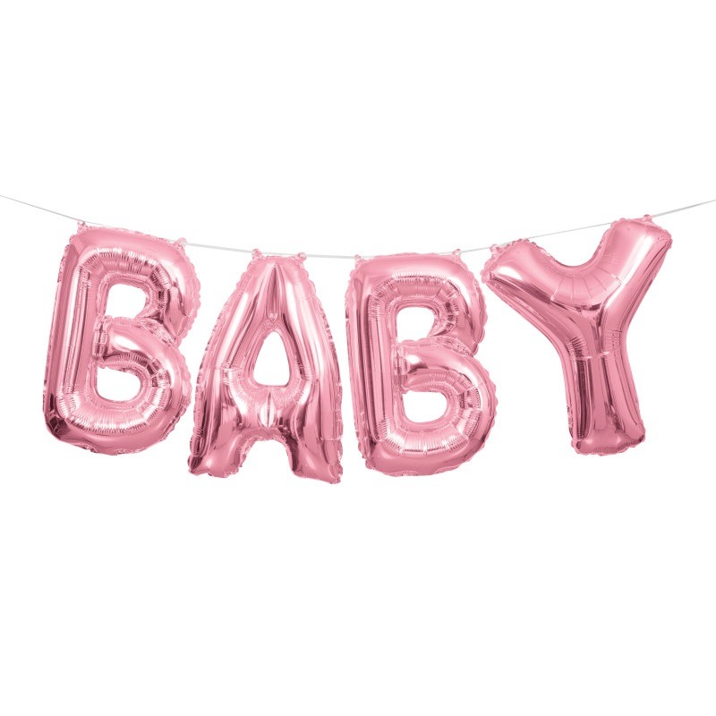 Baby letter foil balloon 14inch pink- air fill only Baby letter banner pink 14". - Image 1