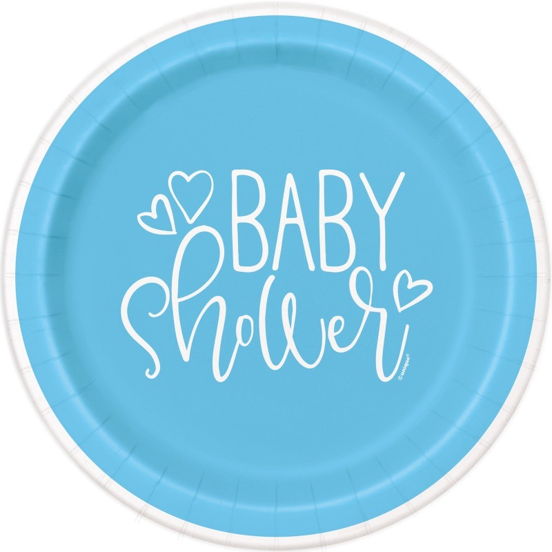 Baby shower 7inch round plate blue 8ct.3.49 Baby shower blue paper plate - Image 1