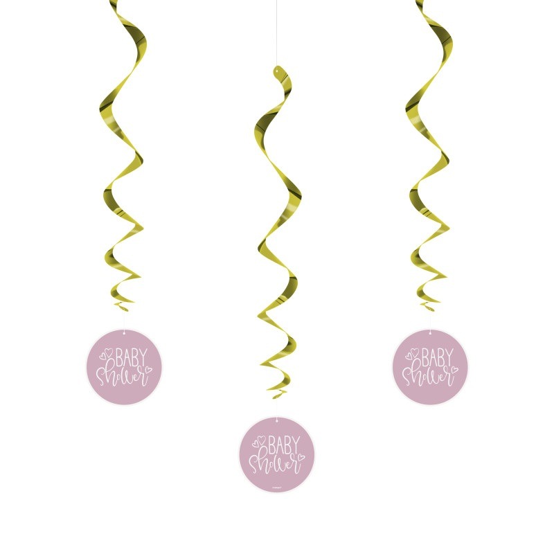 Baby shower pink hanging decoratons 3ct.1.99 Baby shower hanging decoration 3ct. - Image 1