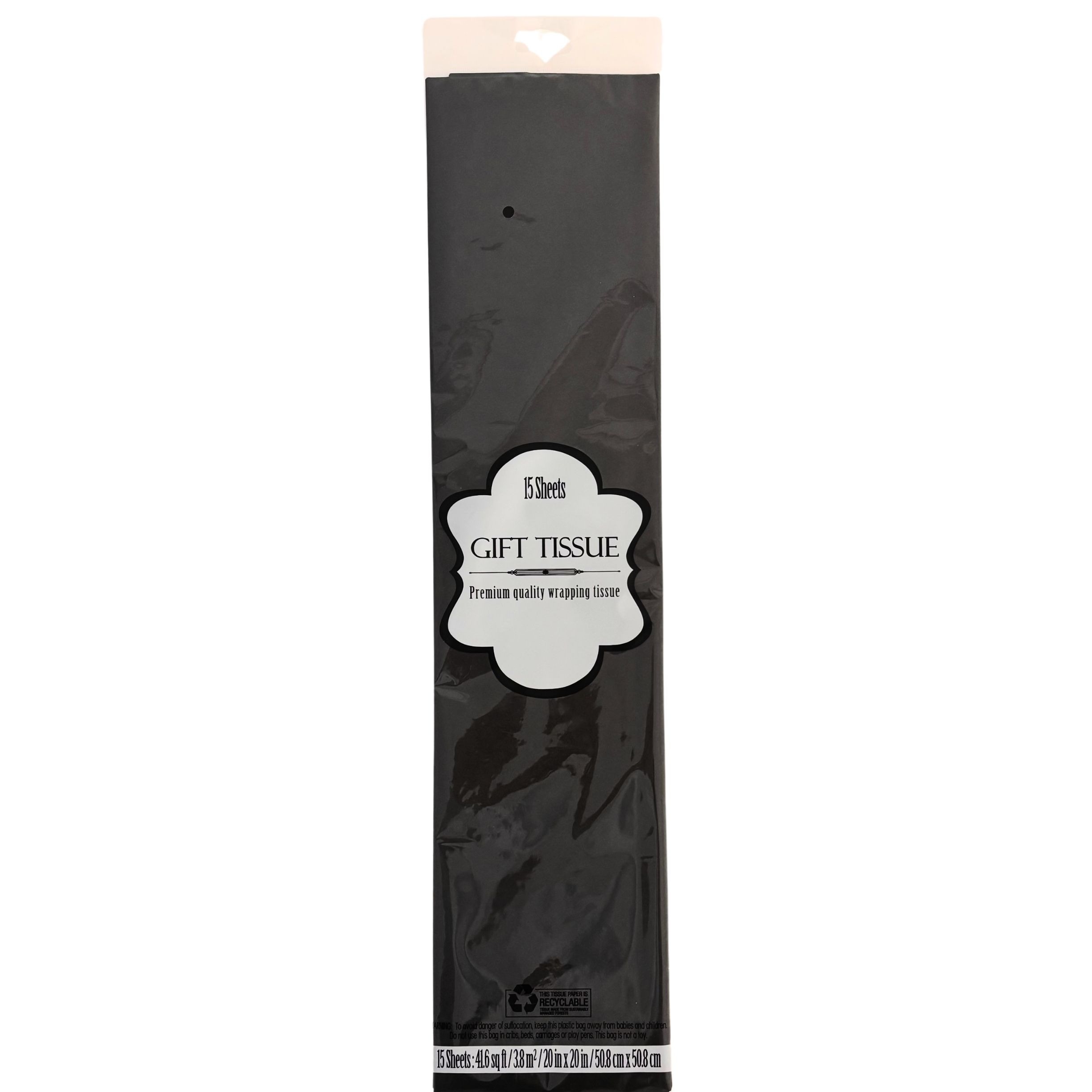Black tissue paper 20in x 20in 15ct-1.49 Gift tissue paper 20"x20" 15ct. - Image 1