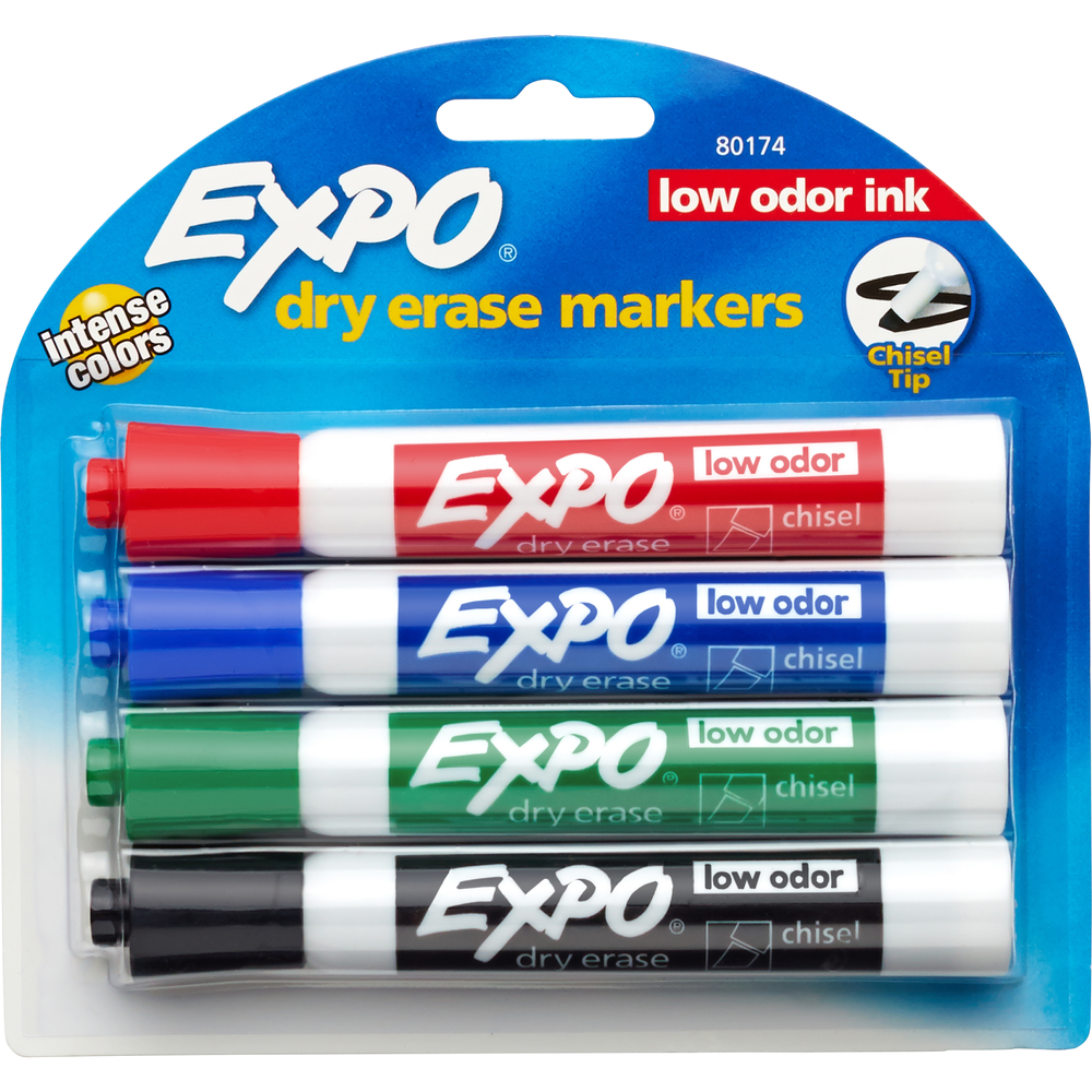 EXPO chisel tip dry erase marker low odor 4ct-4.29 EXPO chisel tip dry erase marker 4ct. Low odor - Image 1