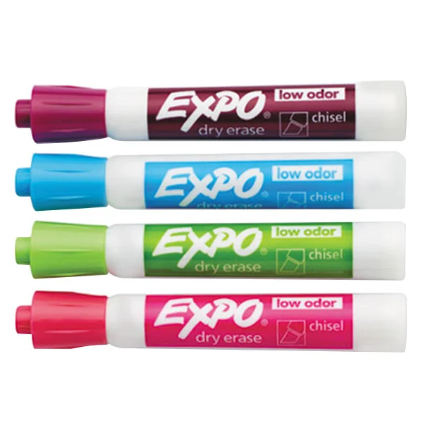 EXPO chisel tip dry erase marker lowodor 4CT-5.29 EXPO chisel tip dry erase marker 4ct. light color low odor - Image 1