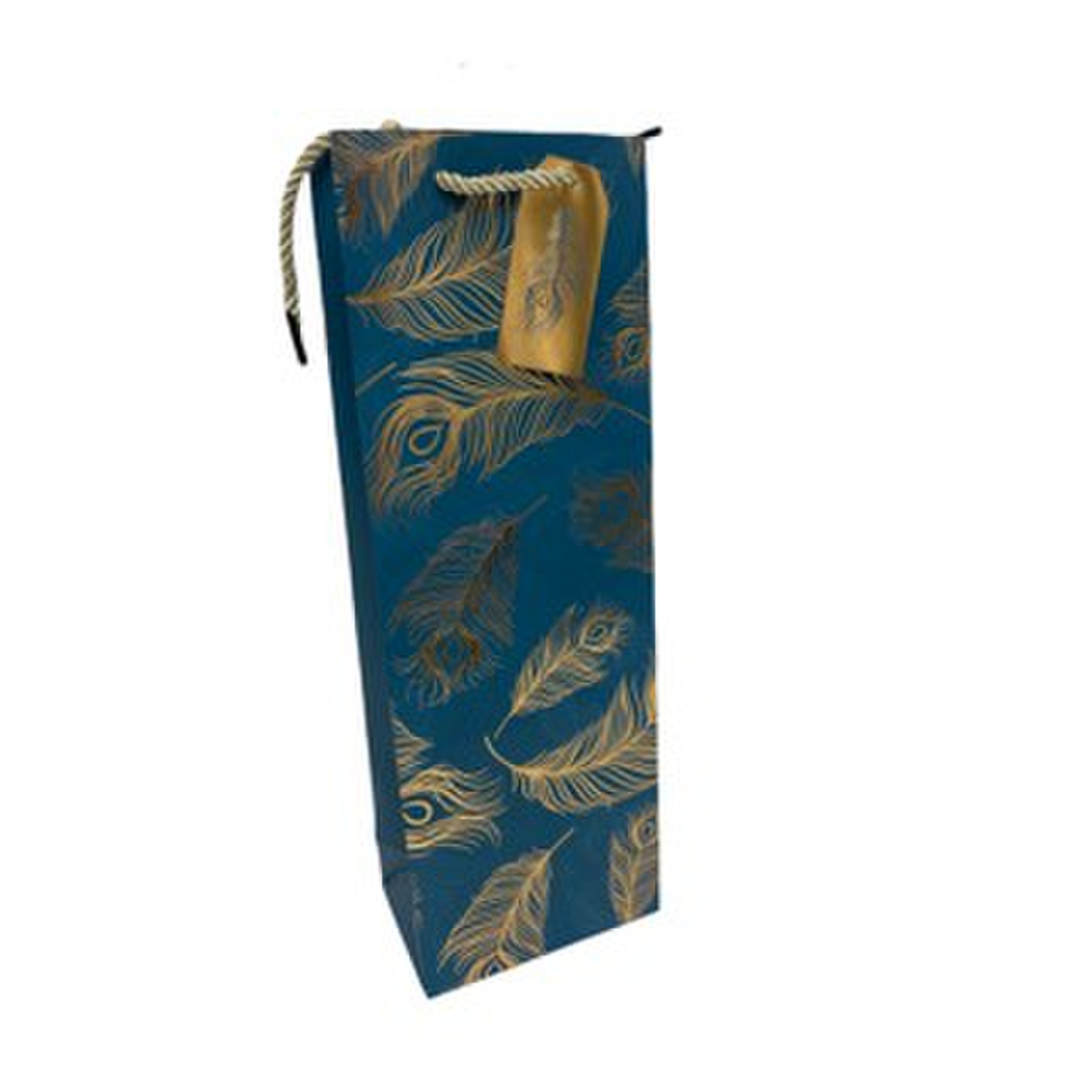 Feathers paper wine gift bag Wine bag feather theme - Image 1