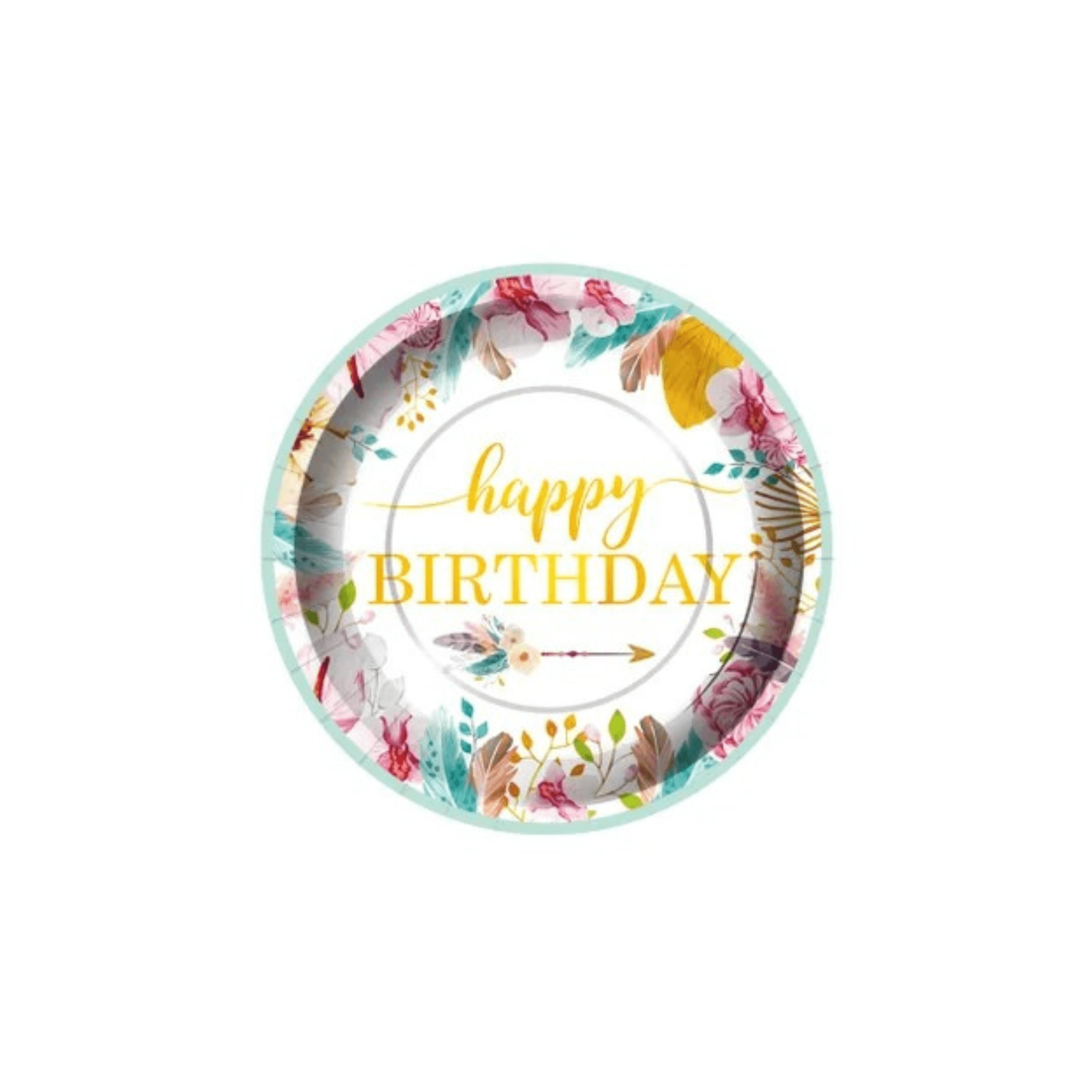 Floral theme birthday round plate 7inch 8ct.1.99 Floral theme paper plate - Image 1