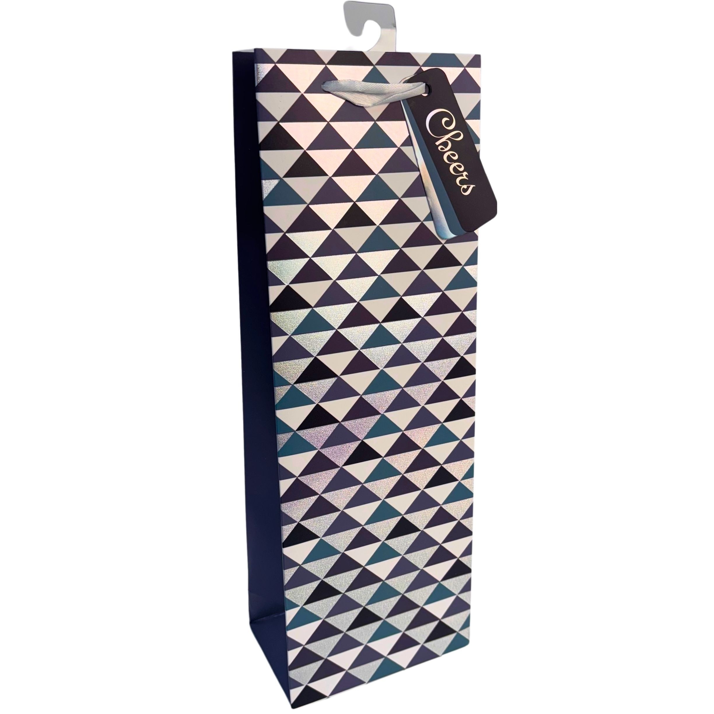 Geometric silver paper wine gift bag Wine bag geometric - Image 1