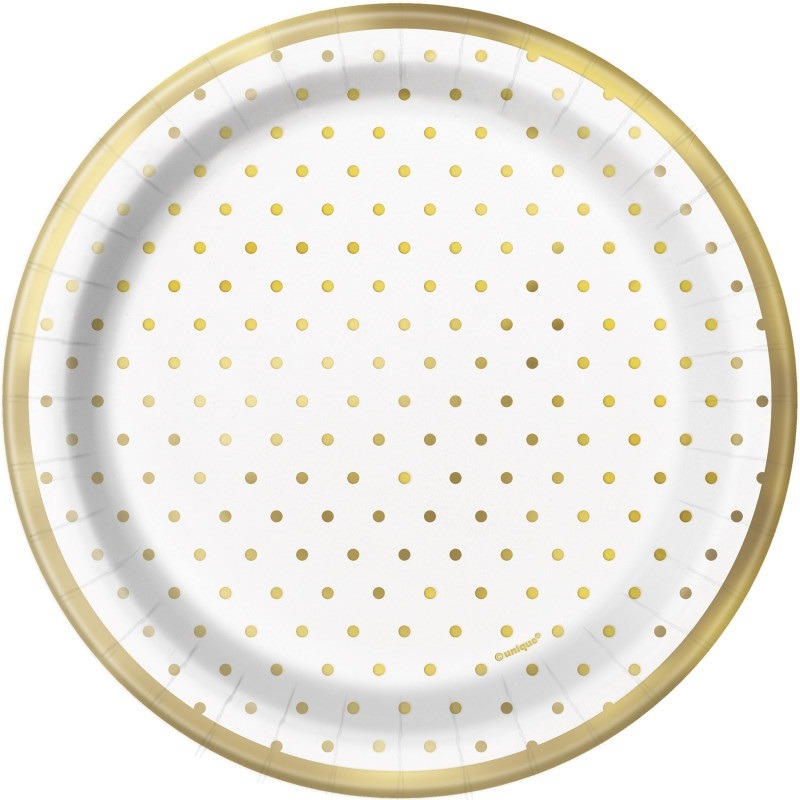 Gold dot round 7in plate 8ct 7" round paper plate 8ct. - Image 1