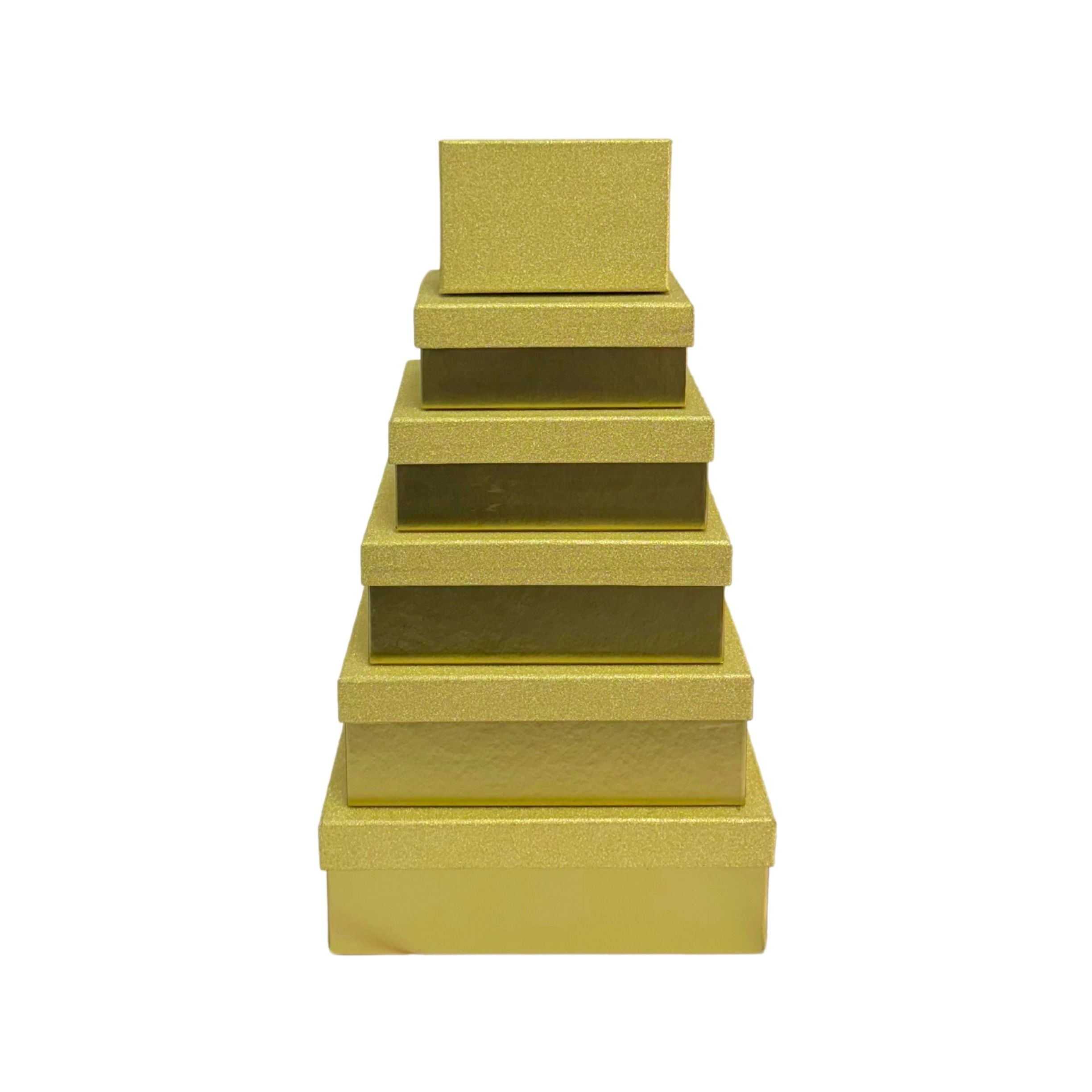 Gold glitter gift boxes 6pk Gold gift box set of 6 - Image 1