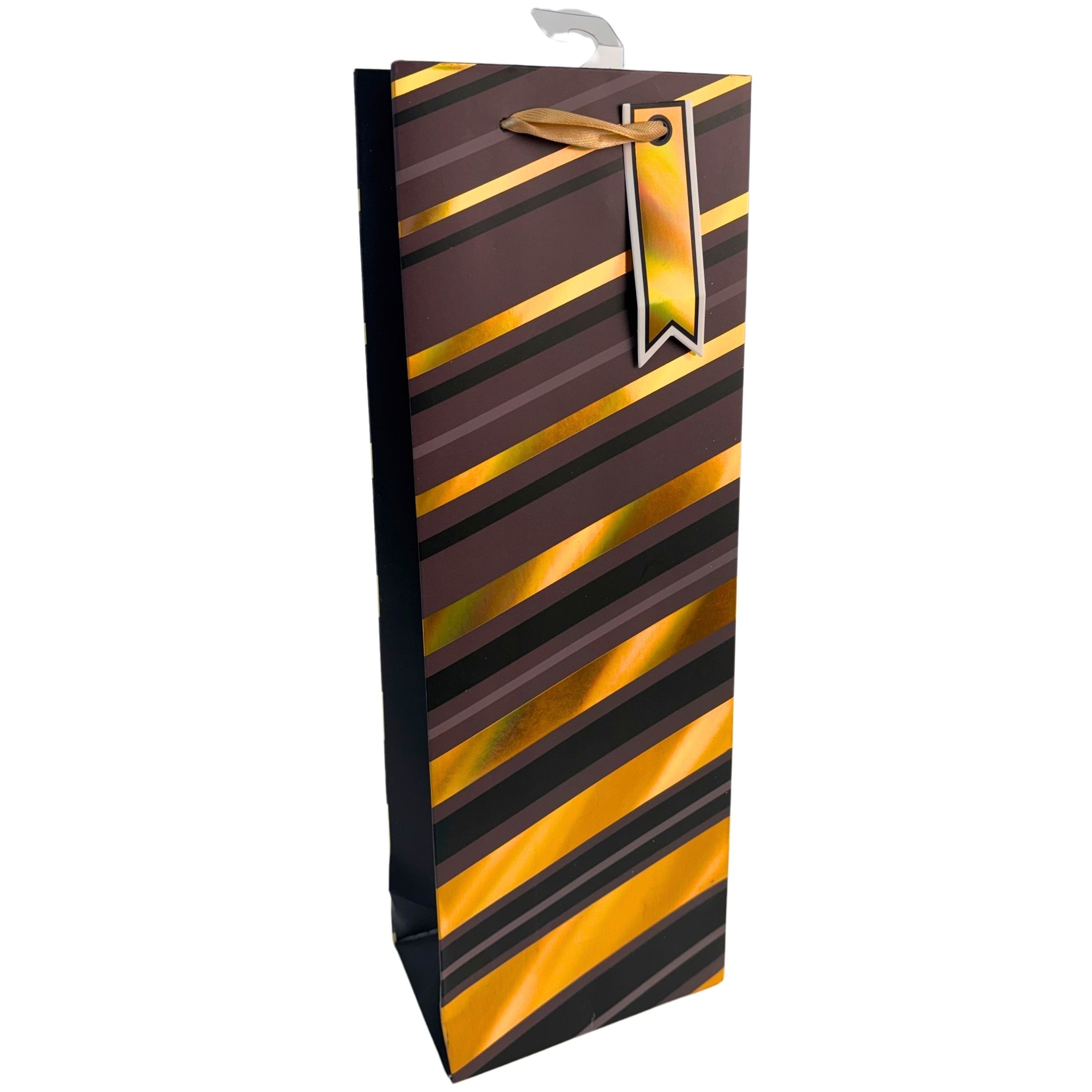 Golden stripe paper wine gift bag Wine bag golden stripe - Image 1