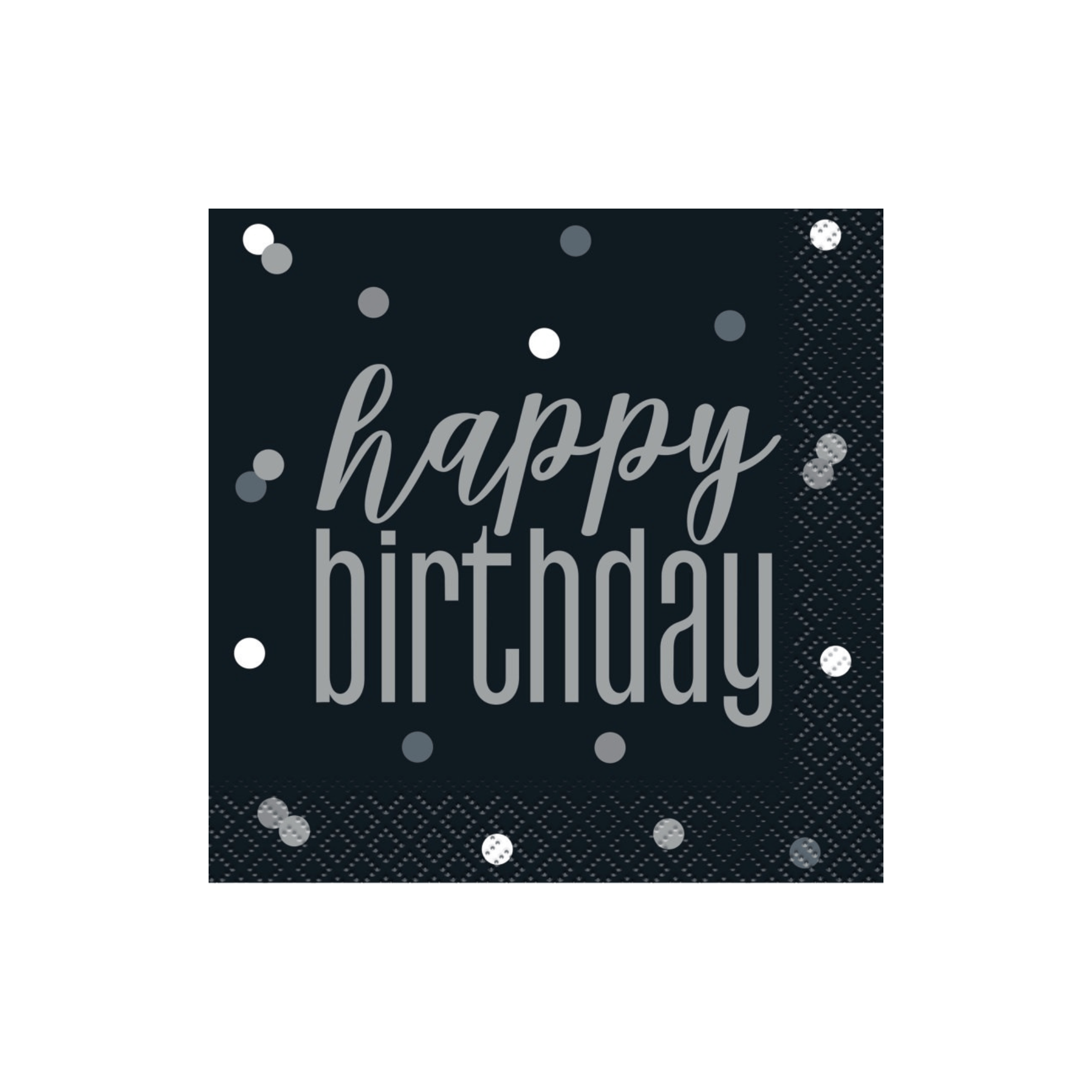 Happy Birthday small napakins black 16ct.2.99 Black and silver small napkins - Image 1