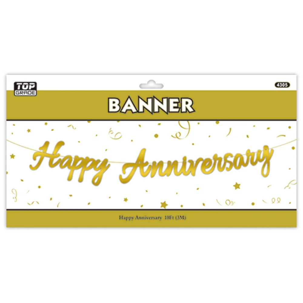 Happy anniversary gold banner 10ft2.36 Anniversary banner 10ft. - Image 1