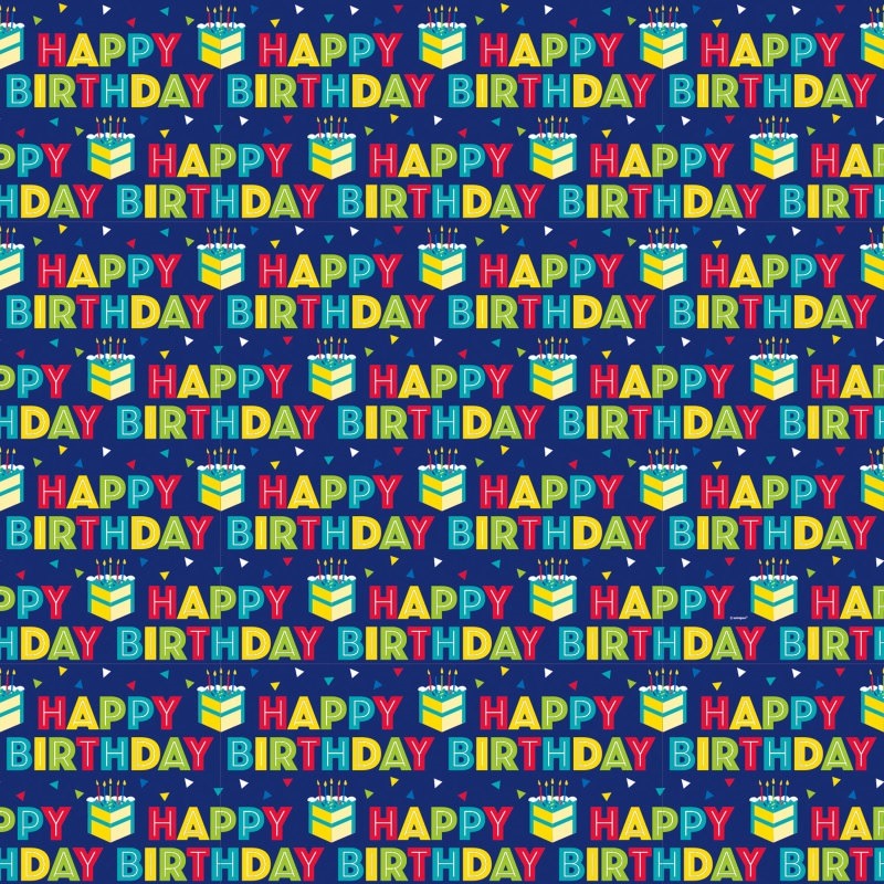 Happy birthday gift wrap dark blue 30in x 60in2.49 Dark blue gift wrap 30"x60" - Image 1