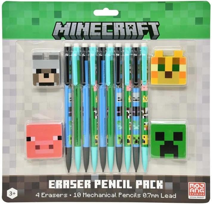 Minecraft eraser and pencil set Minecraft pencil-eraser set - Image 1