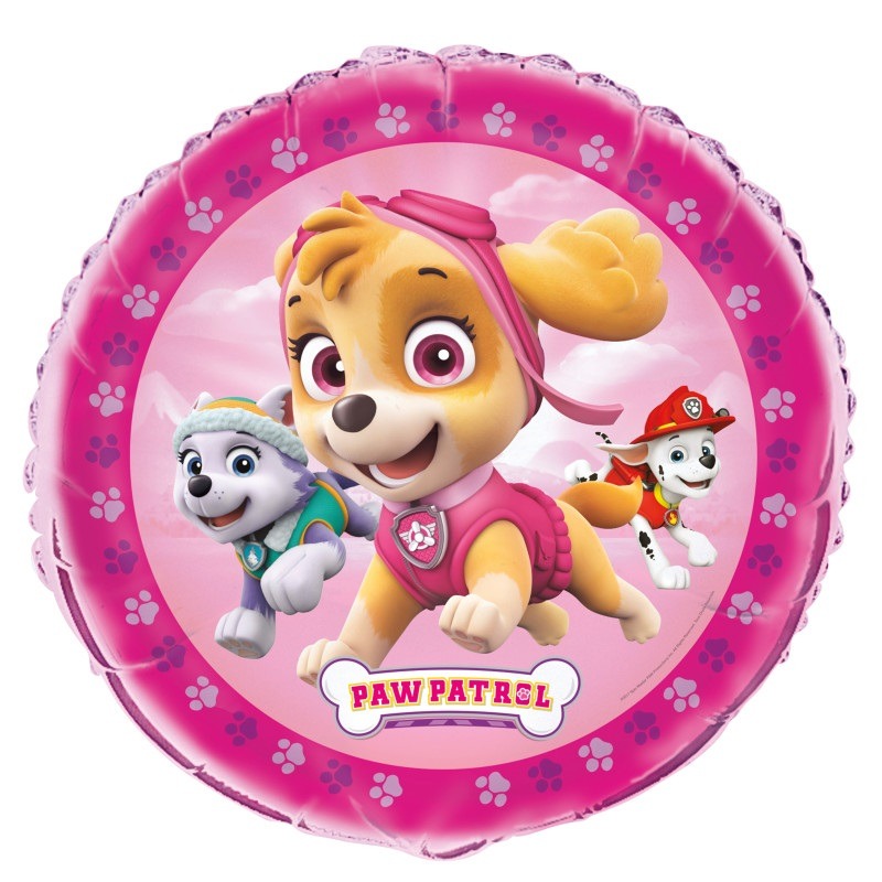 Paw patrol girl round foil balloon 18in Paw patrol foil balloon - Image 1