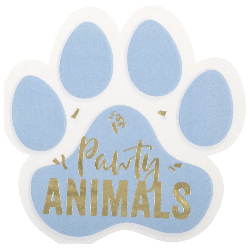 Pawty animal paw shaped napkins small 16ct Paw shaped paper napkin - Image 1
