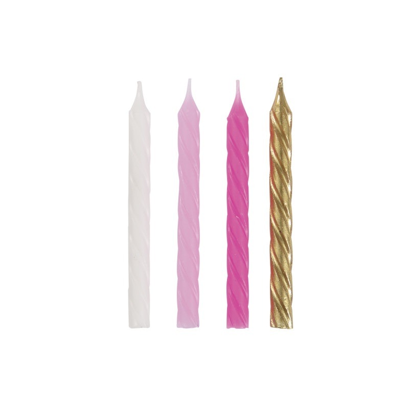Pink, white, & gold candles 24ct.-2.29 Color flame candles 24ct. - Image 1