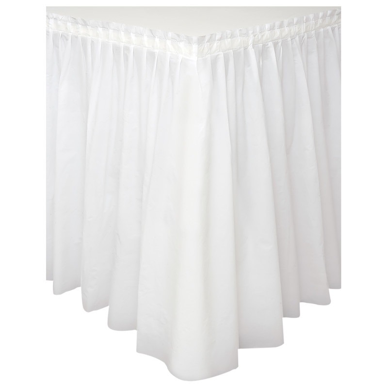 Plastic table skirt solid white 29inch X 14ft Table plastic skirt 29"x14' white - Image 1