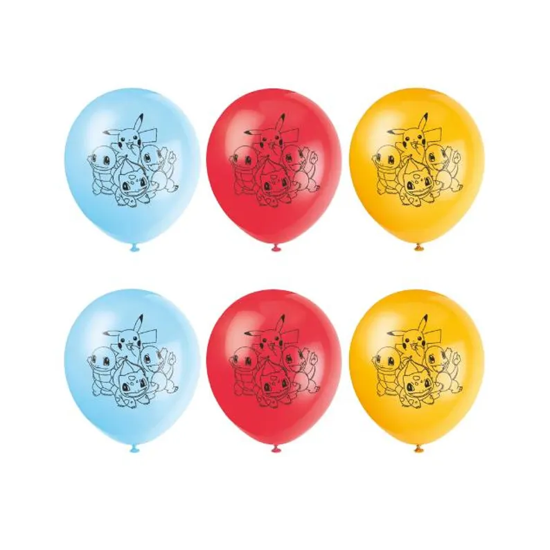 Pokemon 12in latex balloon 6ct Pokémon latex balloon - Image 1