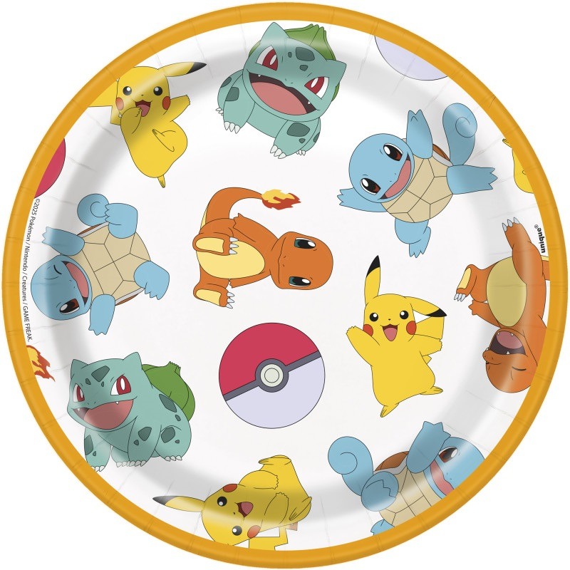 Pokemon 7in round plate 8ct Pokemon paper plate - Image 1