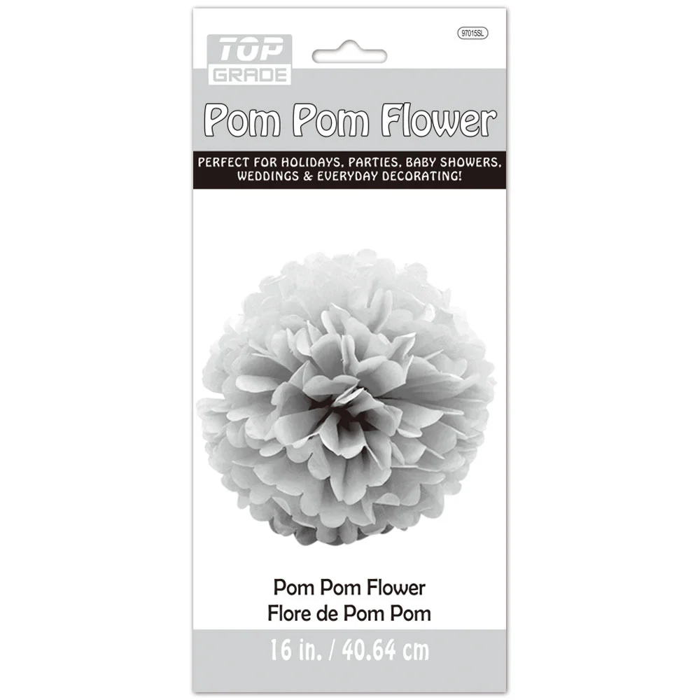 Pom pom big silver Pom pom 16" 1ct. - Image 1