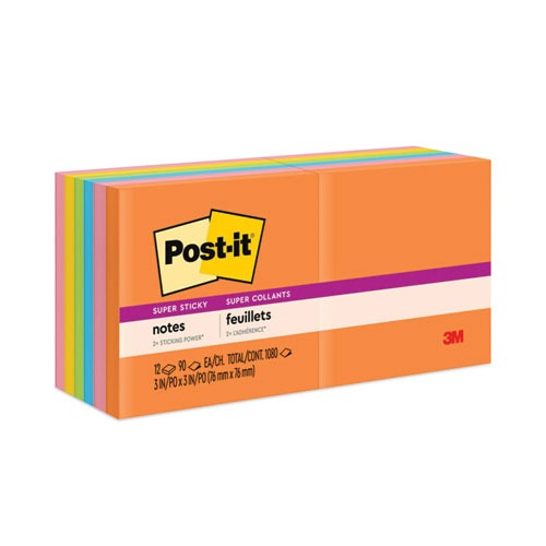 Post it notes 3in x 3in 90sheets per pad, 12 pads multi color-15.49 Post it notes 3in x 3in 90sheets per pad 12 pads multi color - Image 1