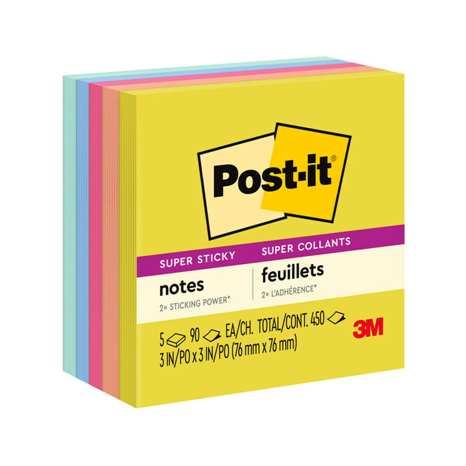 Post ot notes 90 sheets per pad 3in x 3in 5 pad per pack multi color-9.99 Post it notes 90 sheets per pad 3in x 3in 5 pad per pack multi color - Image 1