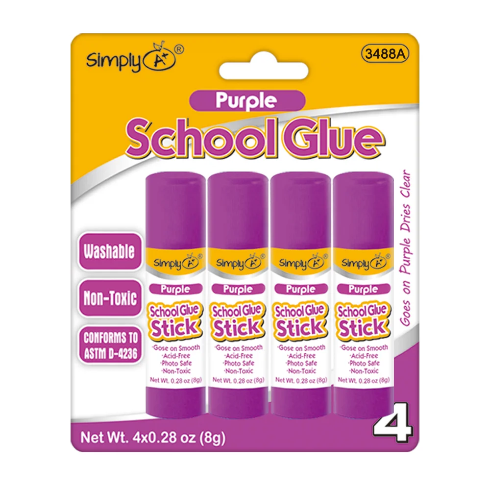 Purple school glue stick 4pk 0.28oz-1.89 Purple school glue stick 4pk 0.28oz - Image 1