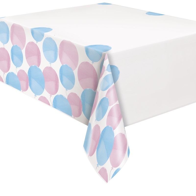 Recangular plastic table cover gender reveal 54in X 84in3.99 Gender reveal table cover - Image 1